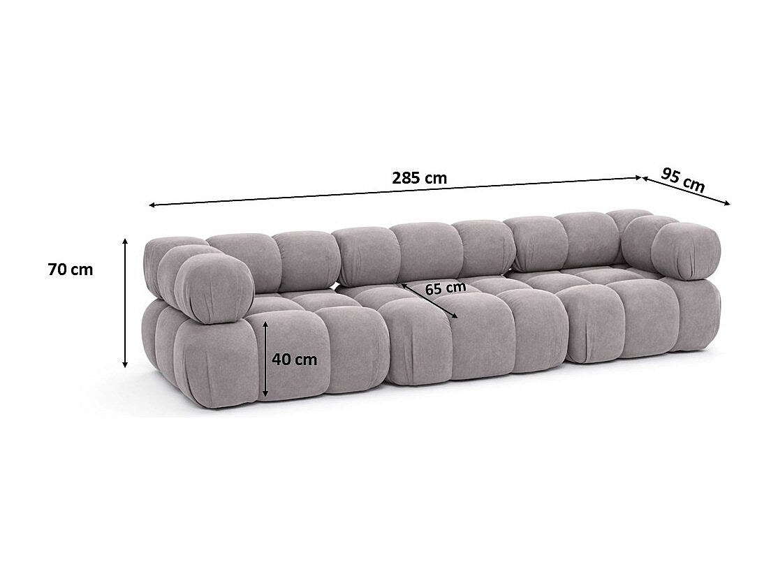 Canapé modulable 3 places gris tissu