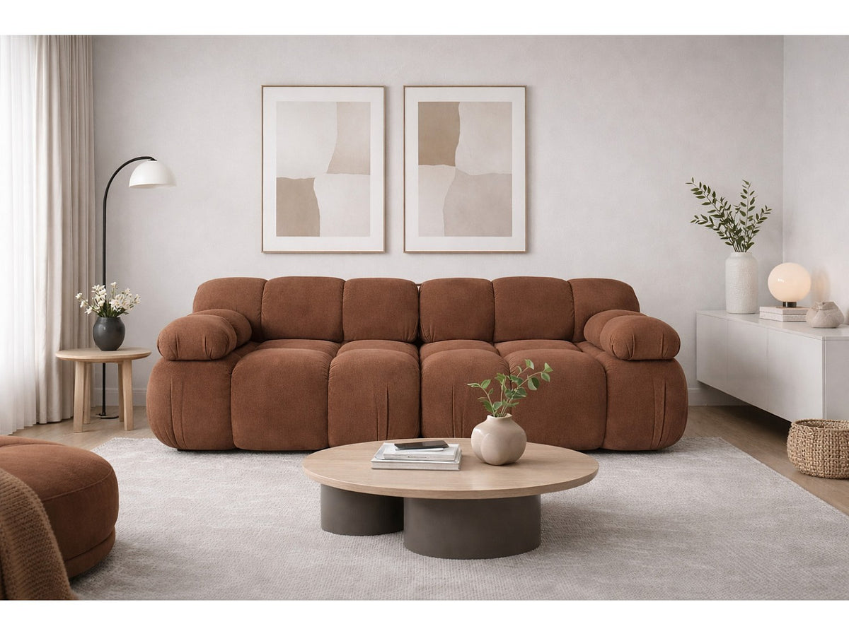 Canapé modulable 2 places marron tissu