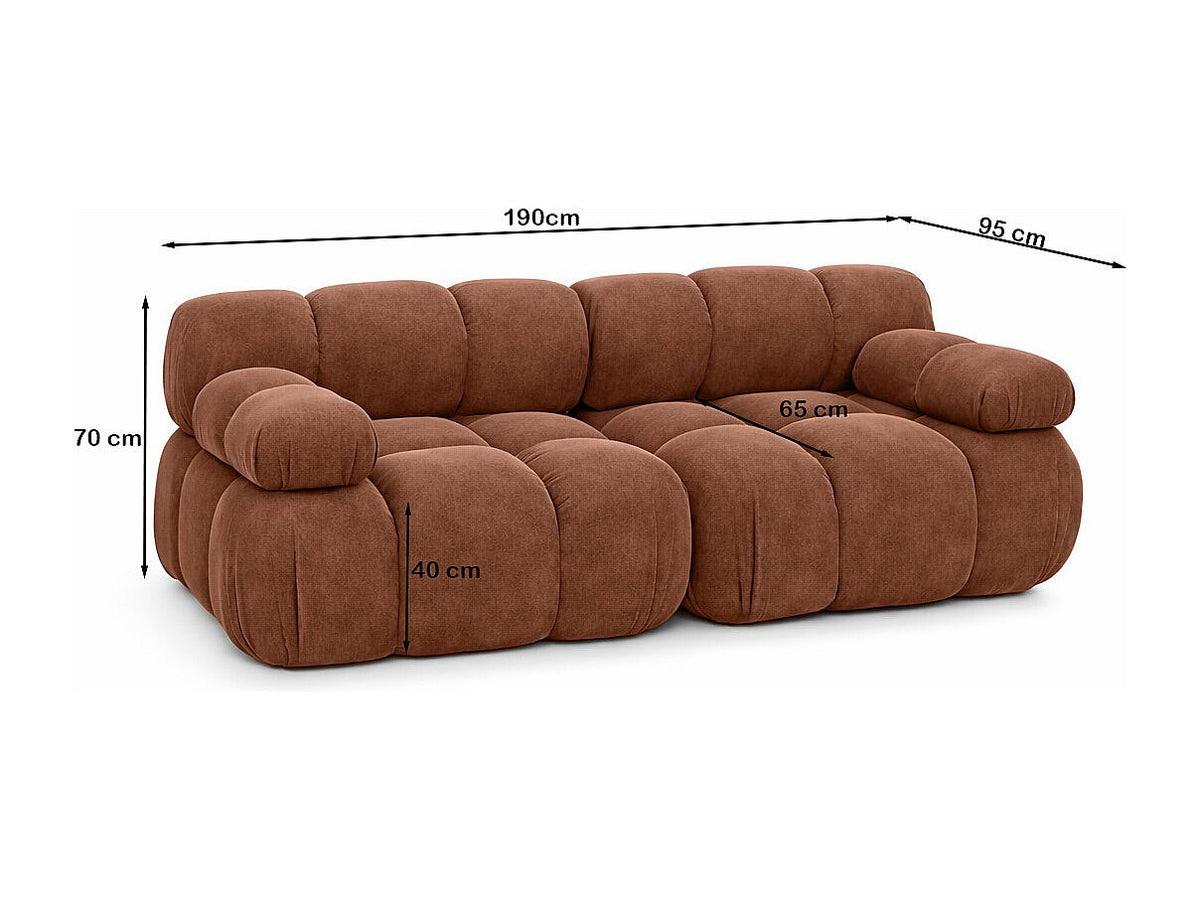 Canapé modulable 2 places marron tissu