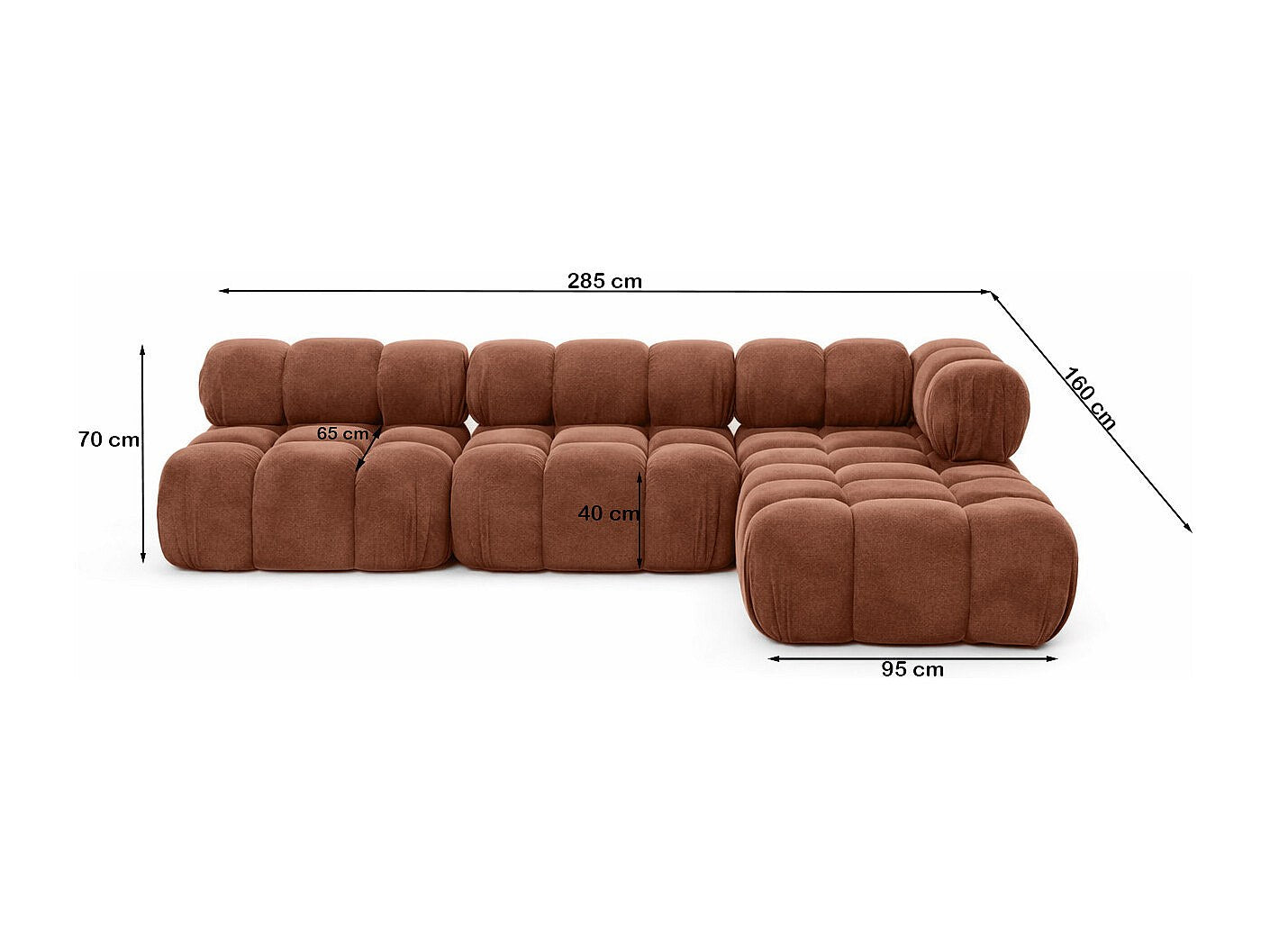 Canapé modulable marron tissu