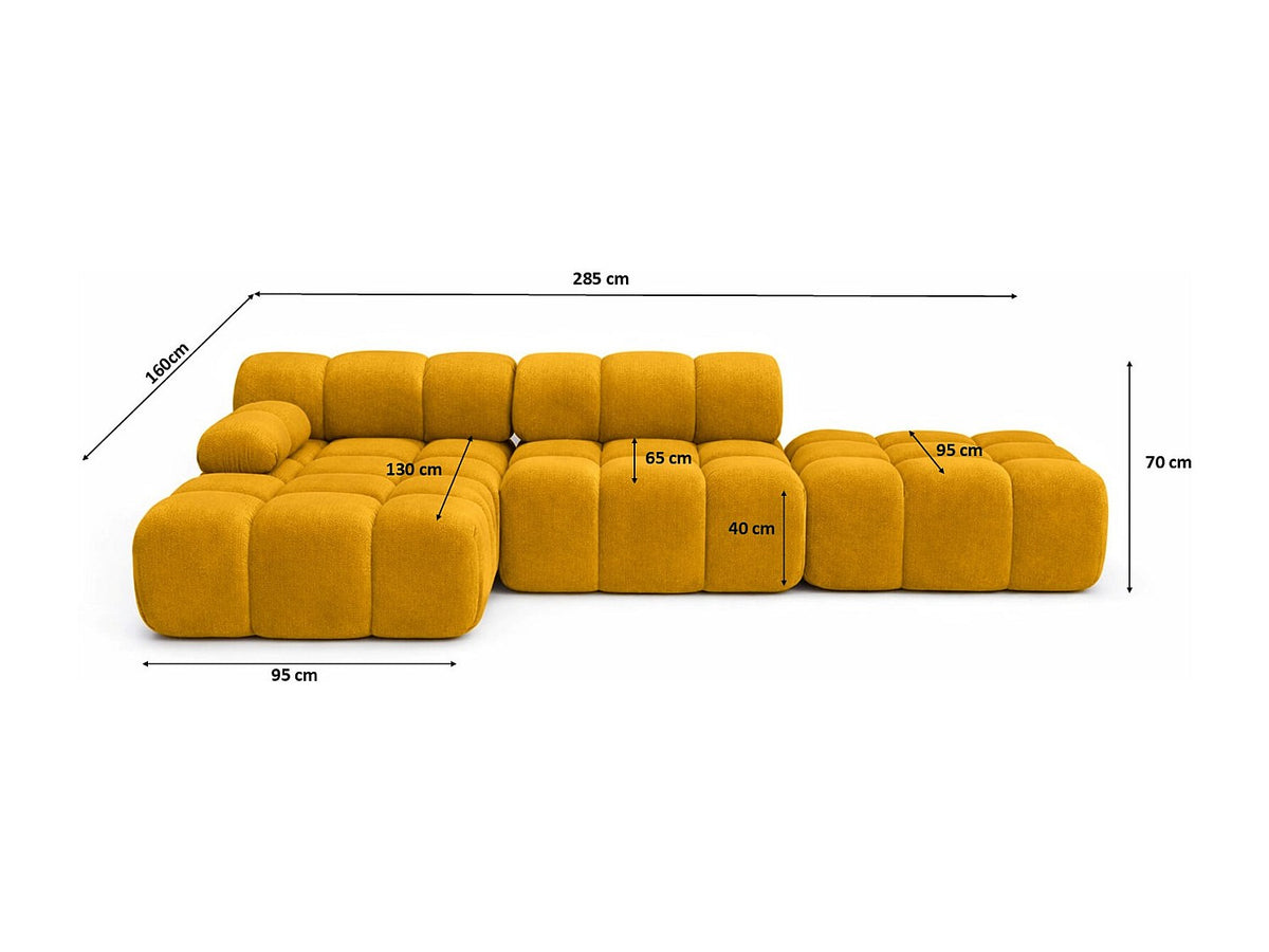 Pouf pour canapé modulable jaune tissu