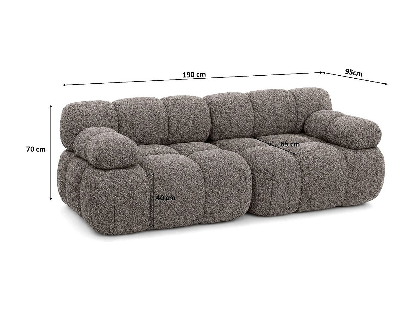 Canapé modulable 2 places marron tissu