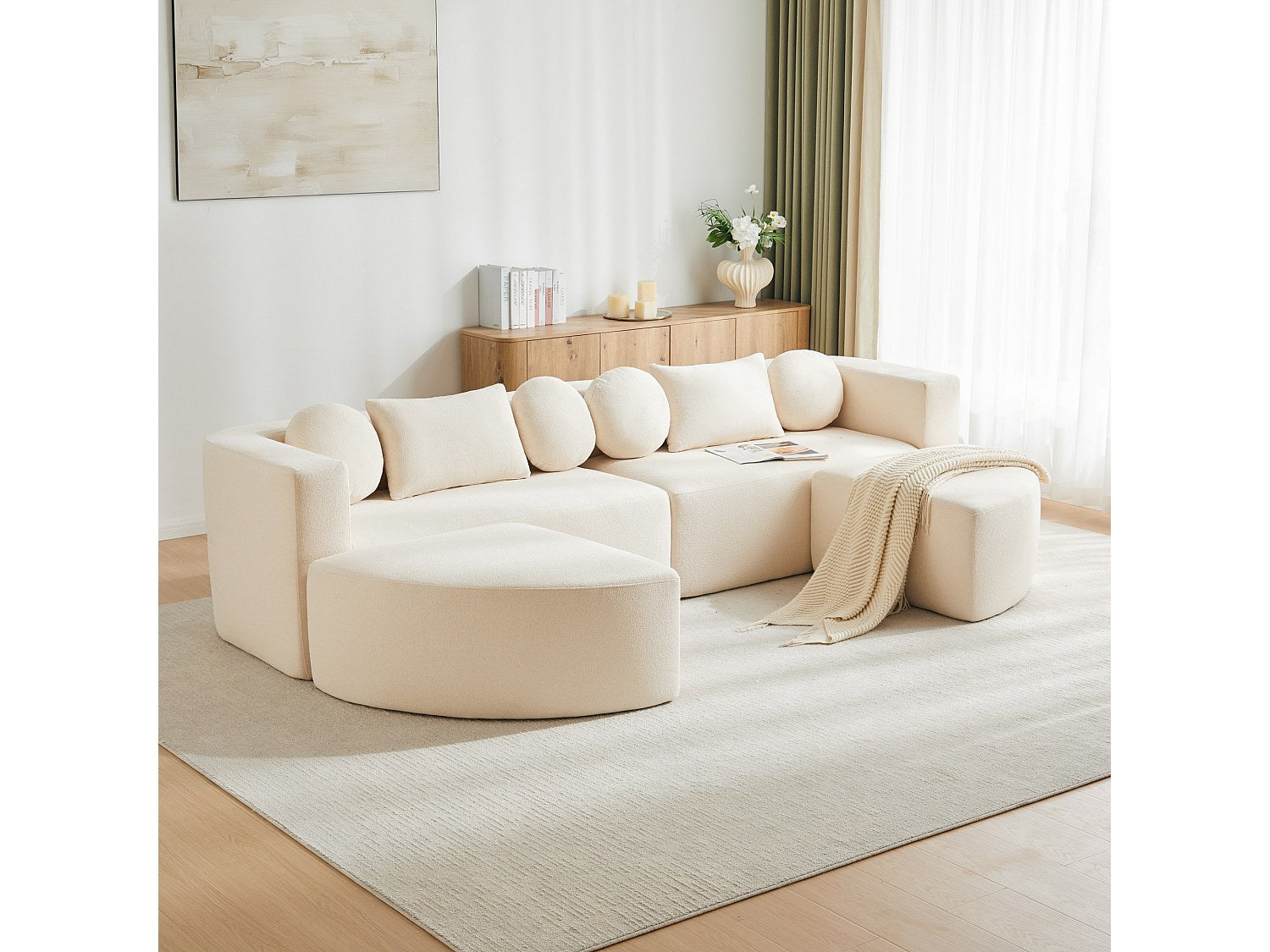 Canapé modulable beige tissu