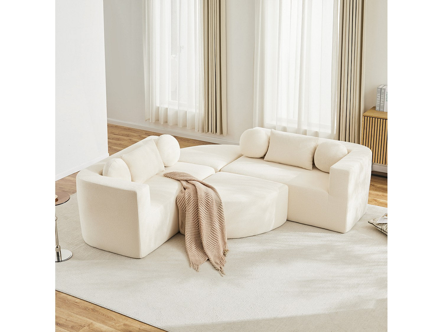 Canapé modulable beige tissu