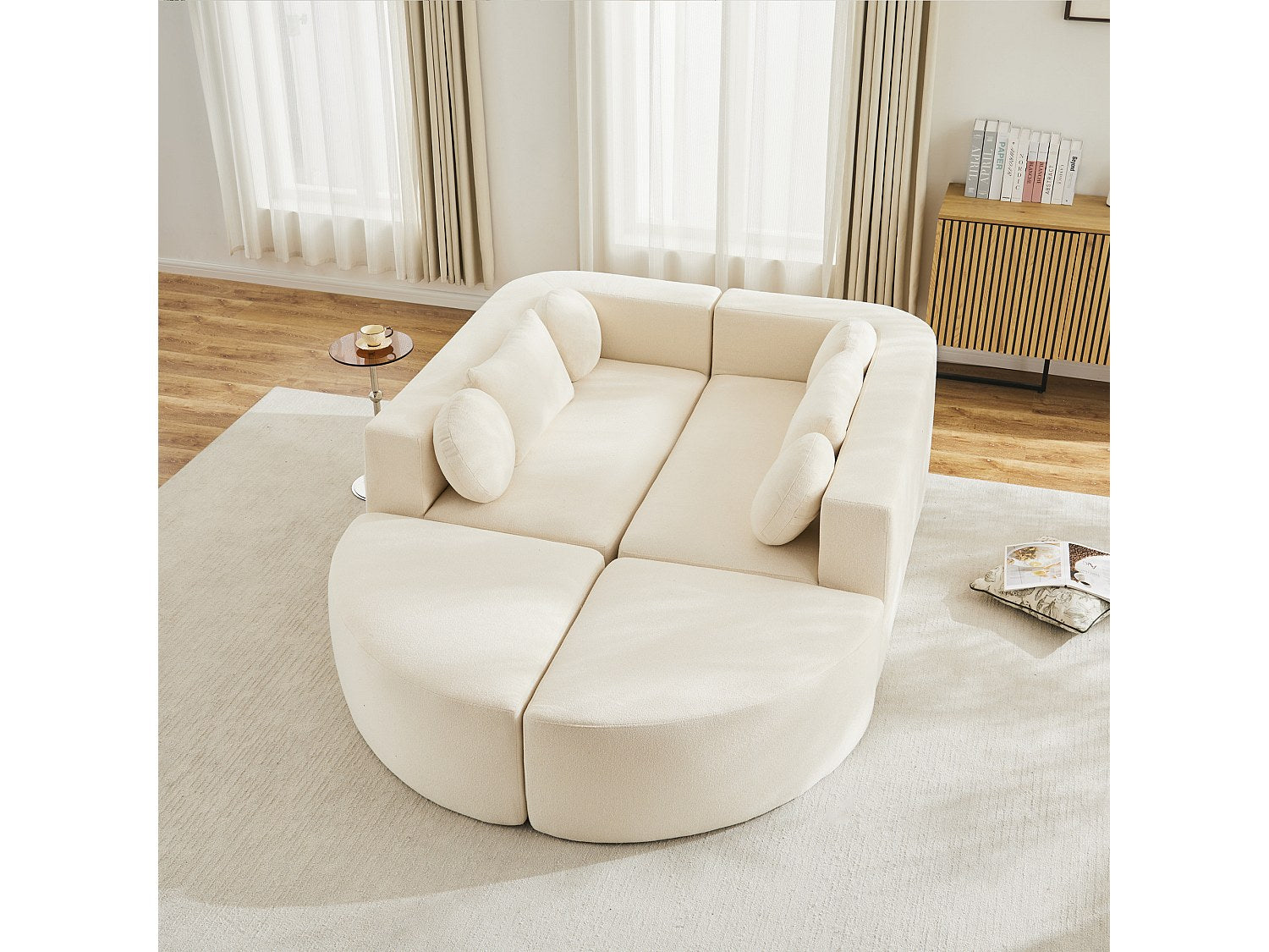 Canapé modulable beige tissu