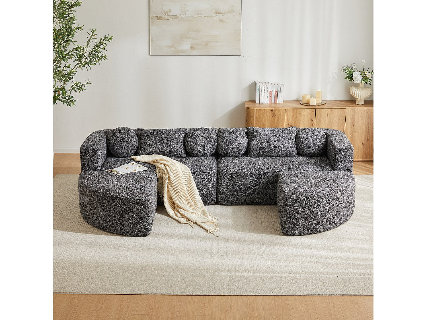 Canapé modulable noir tissu