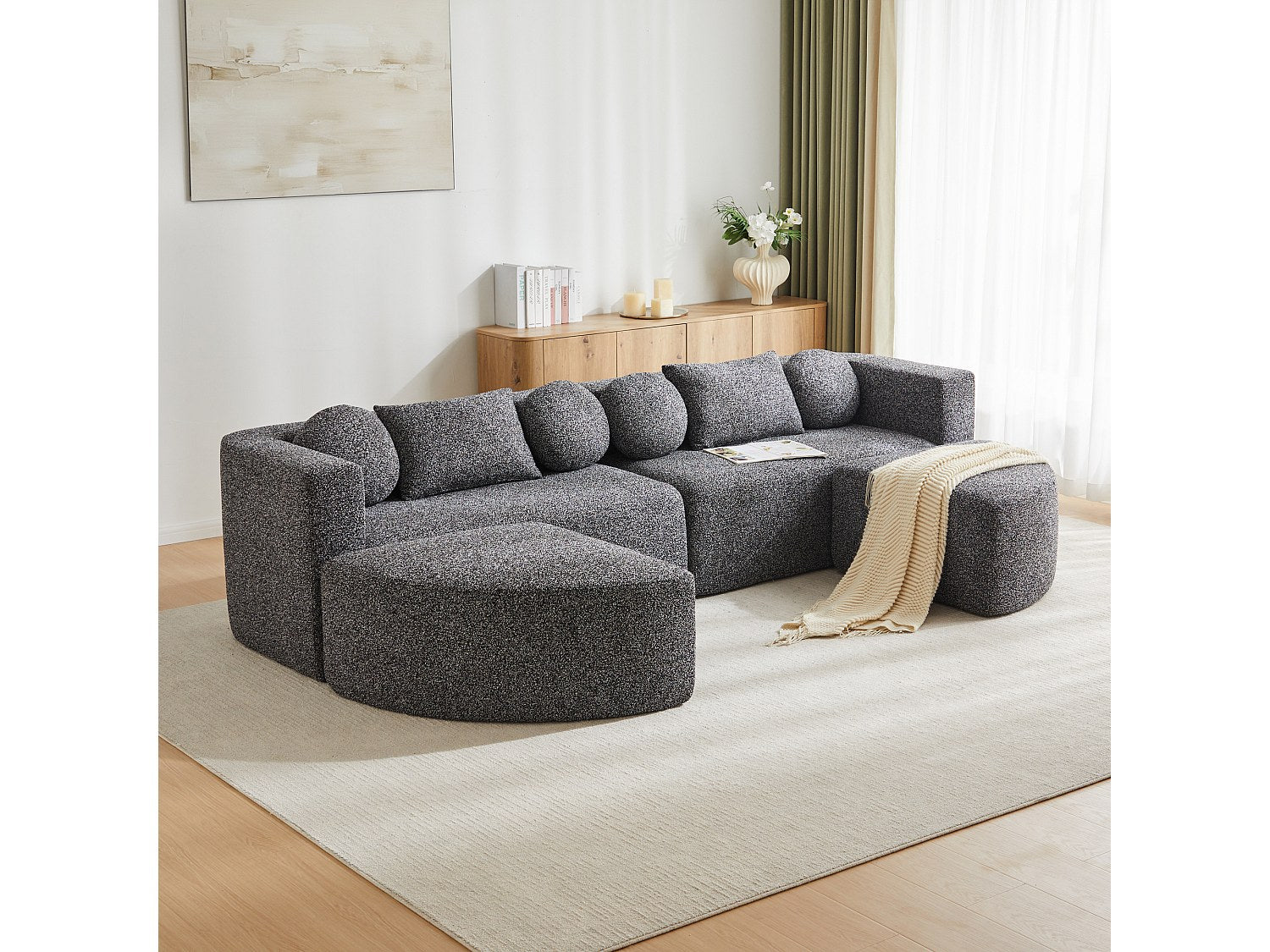 Canapé modulable noir tissu
