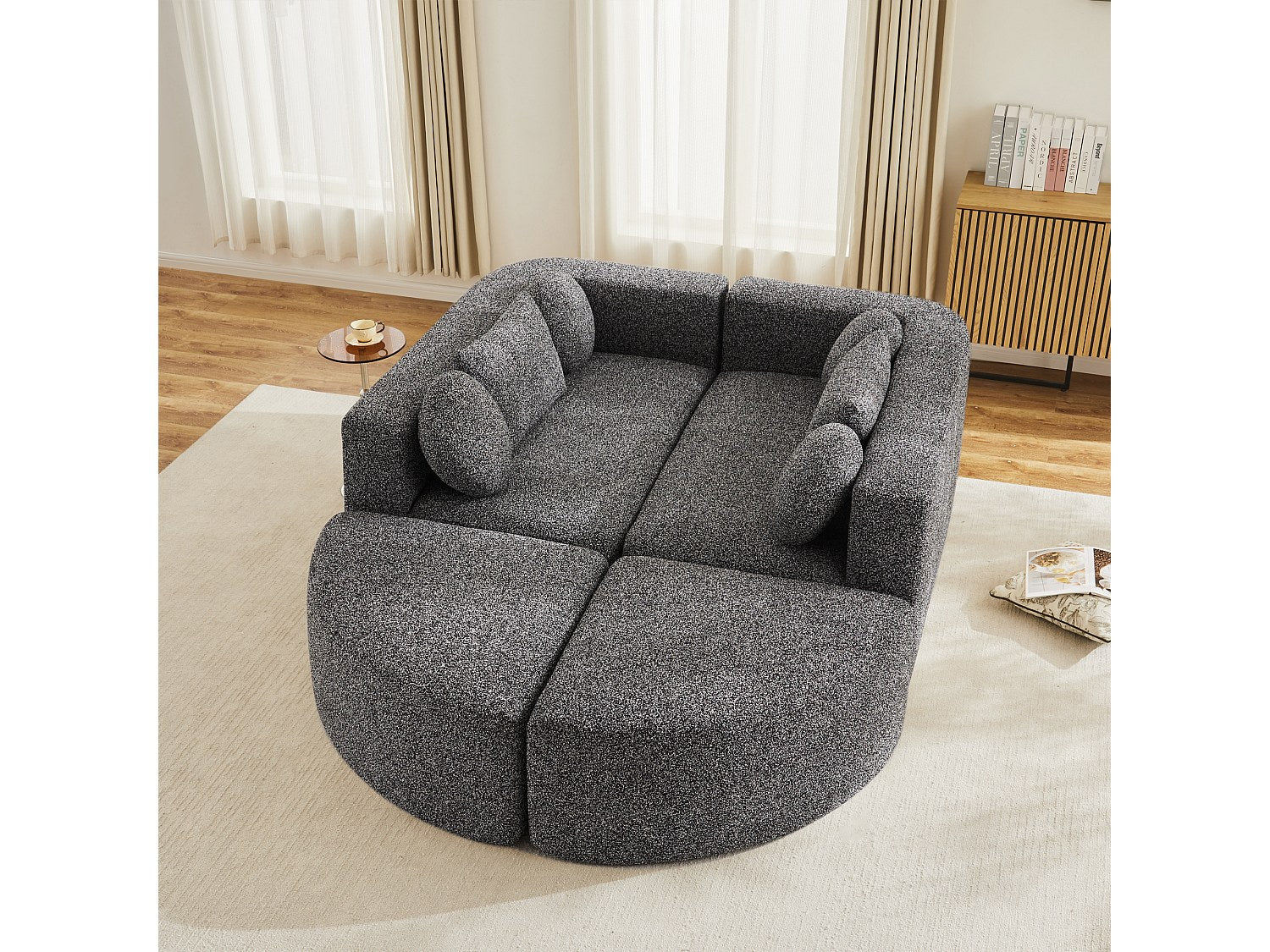 Canapé modulable noir tissu