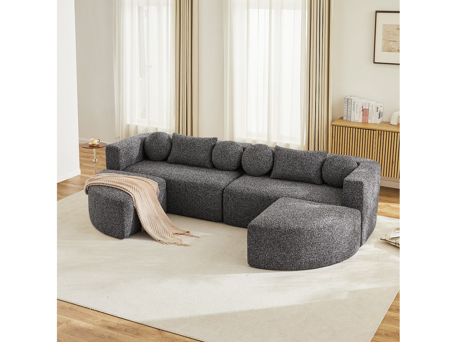 Canapé modulable noir tissu