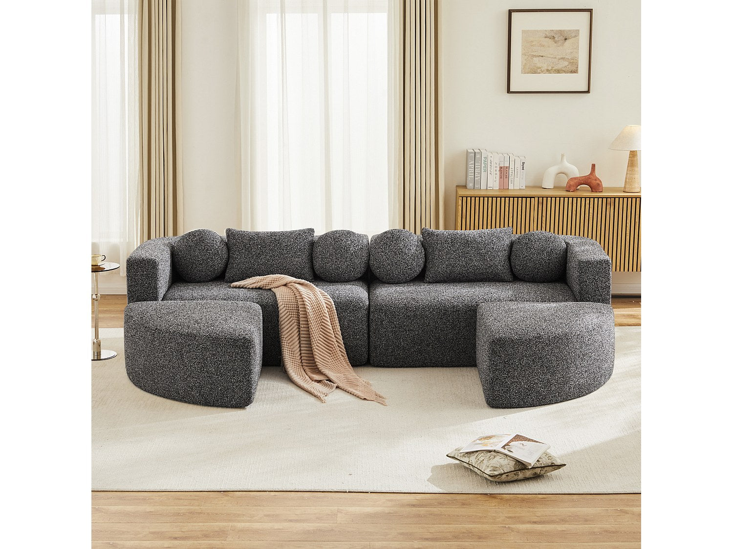 Canapé modulable noir tissu