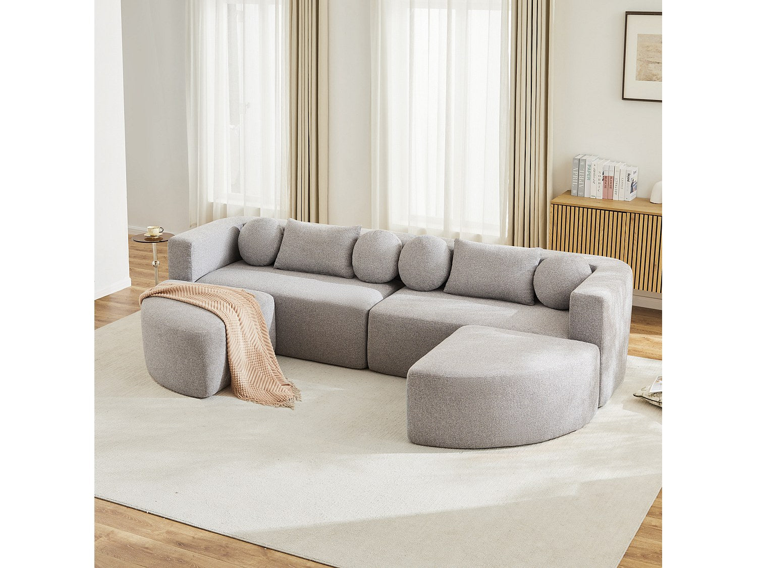 Canapé modulable gris tissu