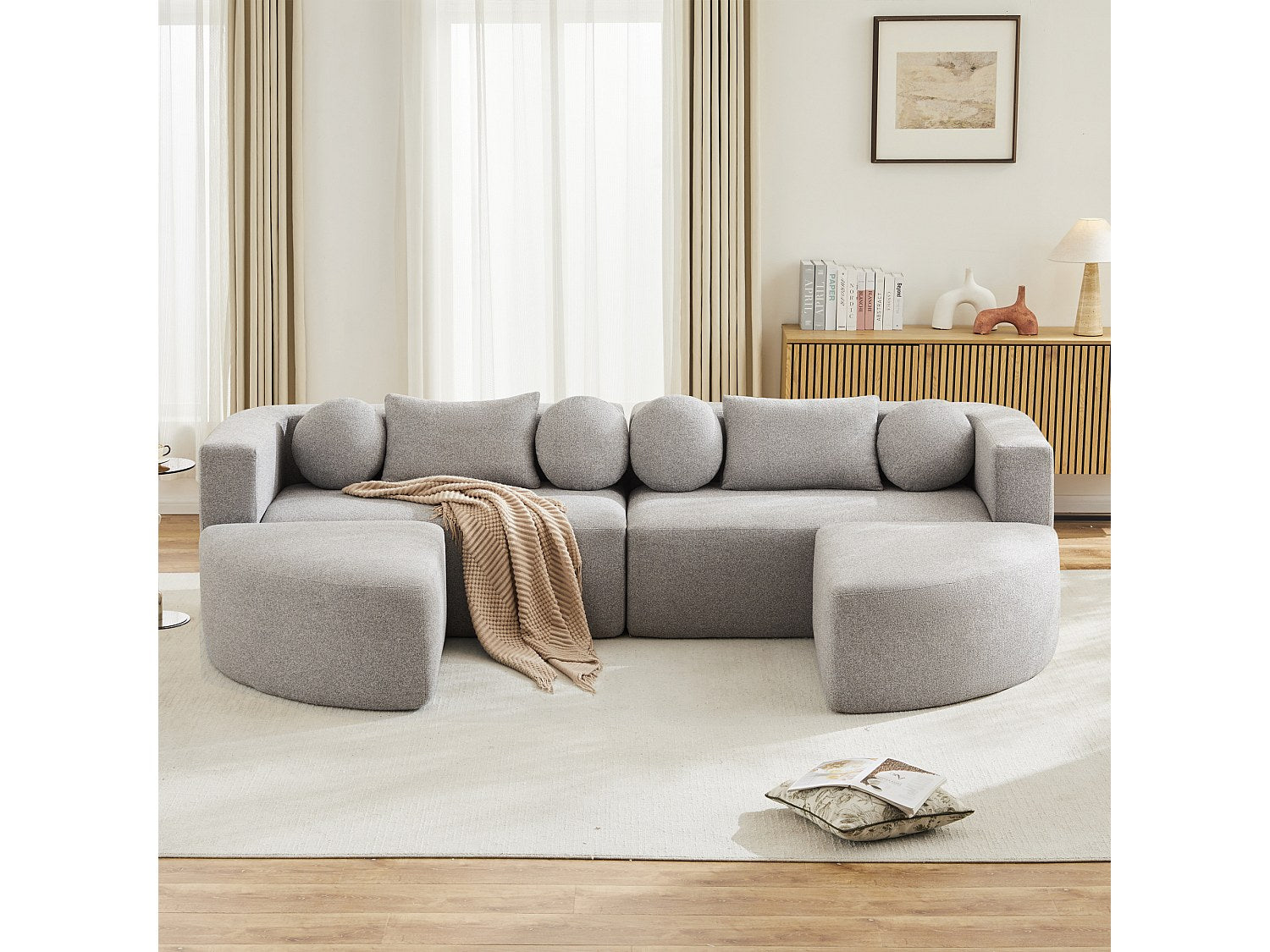Canapé modulable gris tissu
