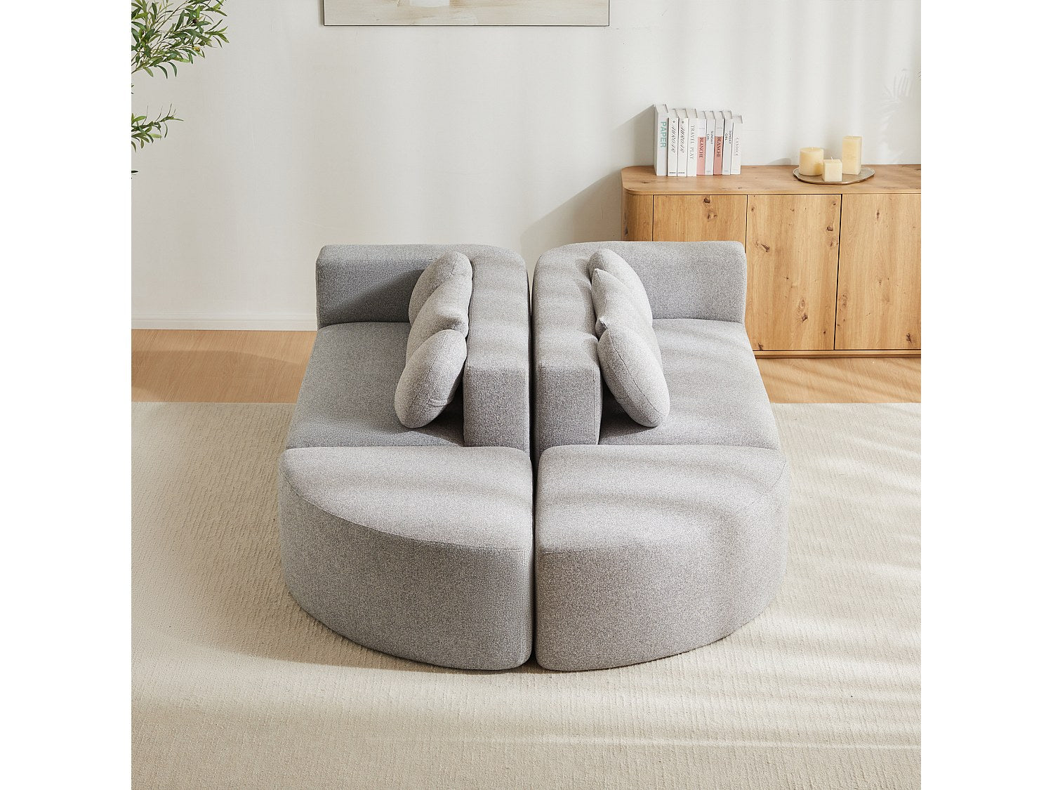 Canapé modulable gris tissu