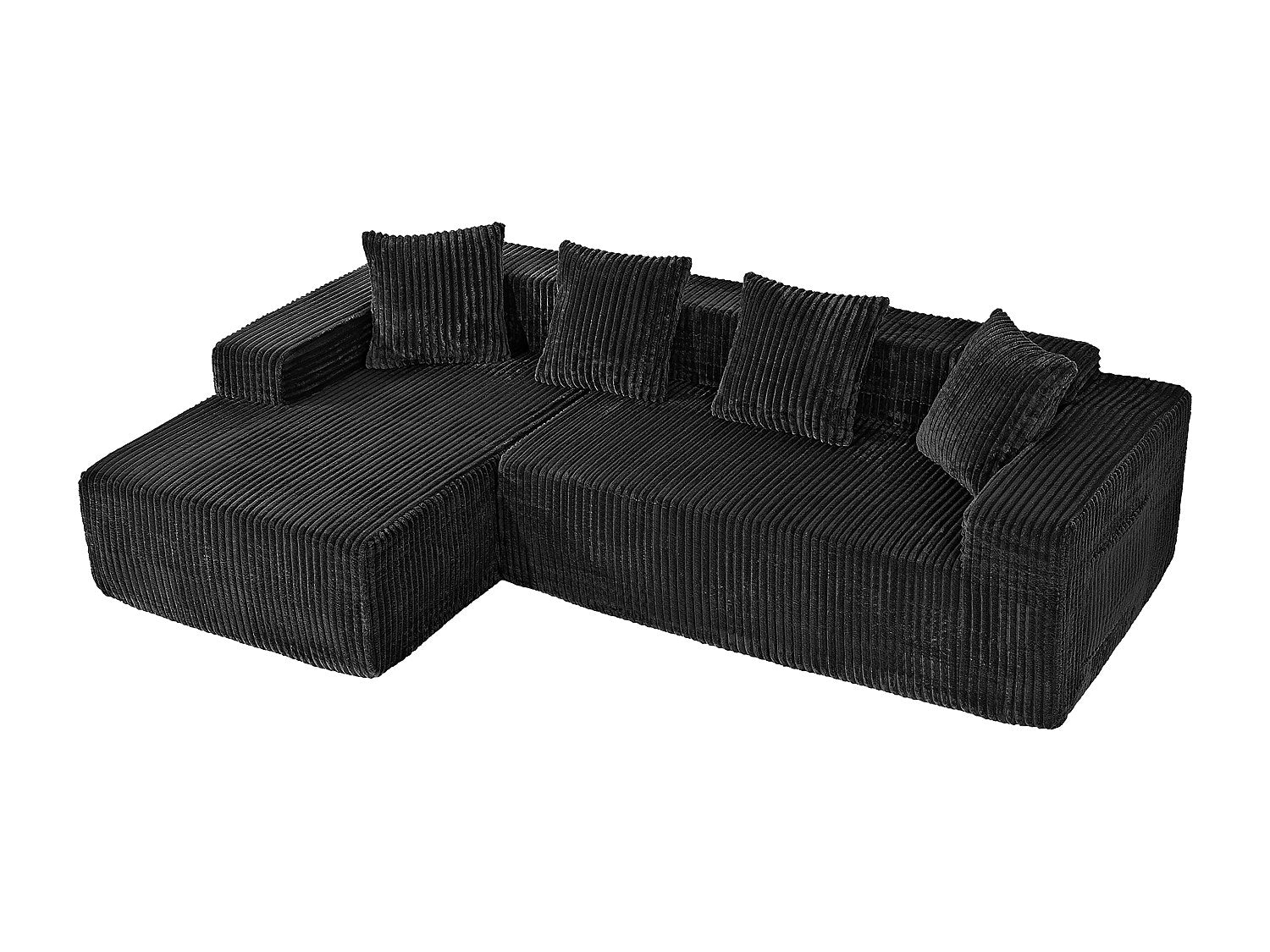 Méridienne pour canapé modulable 3 places noir velours
