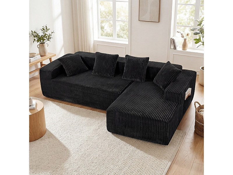 Méridienne pour canapé modulable 3 places noir velours