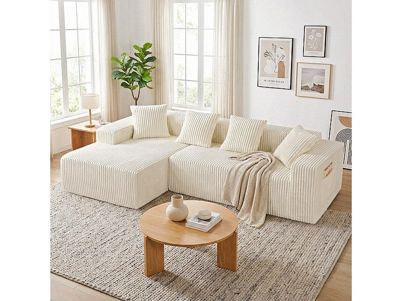 Méridienne pour canapé modulable 3 places beige velours