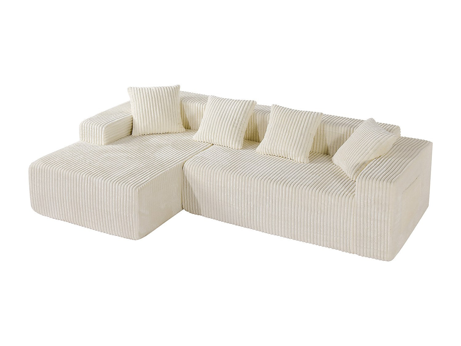 Méridienne pour canapé modulable 3 places beige velours