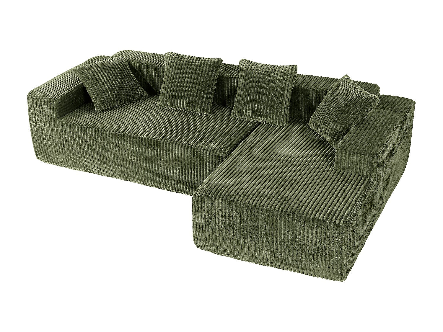 Méridienne pour canapé modulable 3 places vert velours