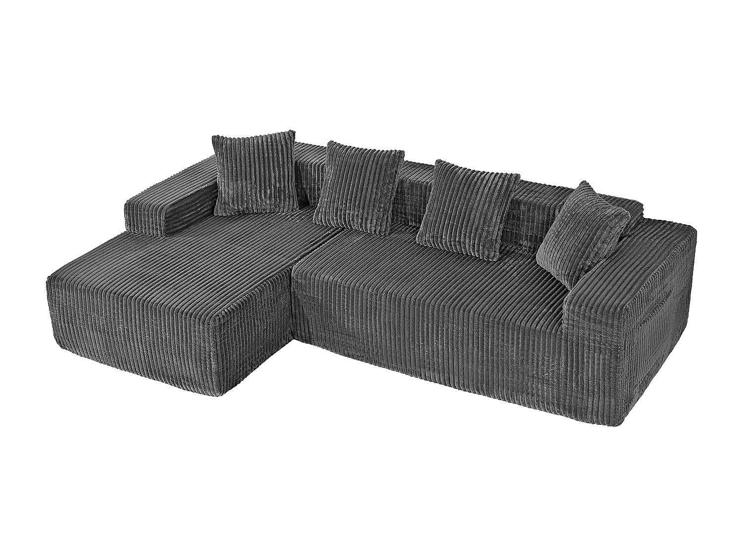 Méridienne pour canapé modulable 3 places gris velours