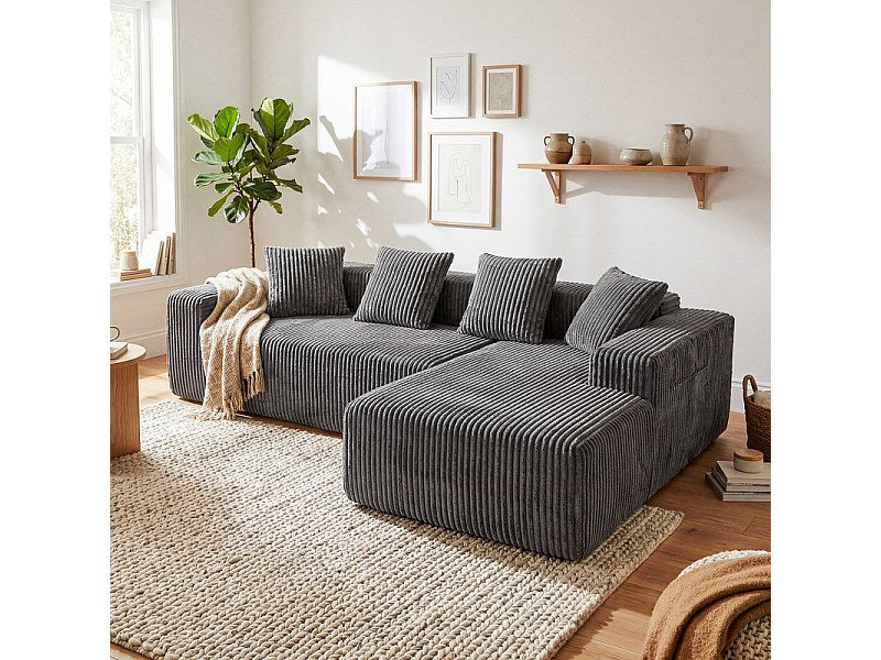 Méridienne pour canapé modulable 3 places gris velours