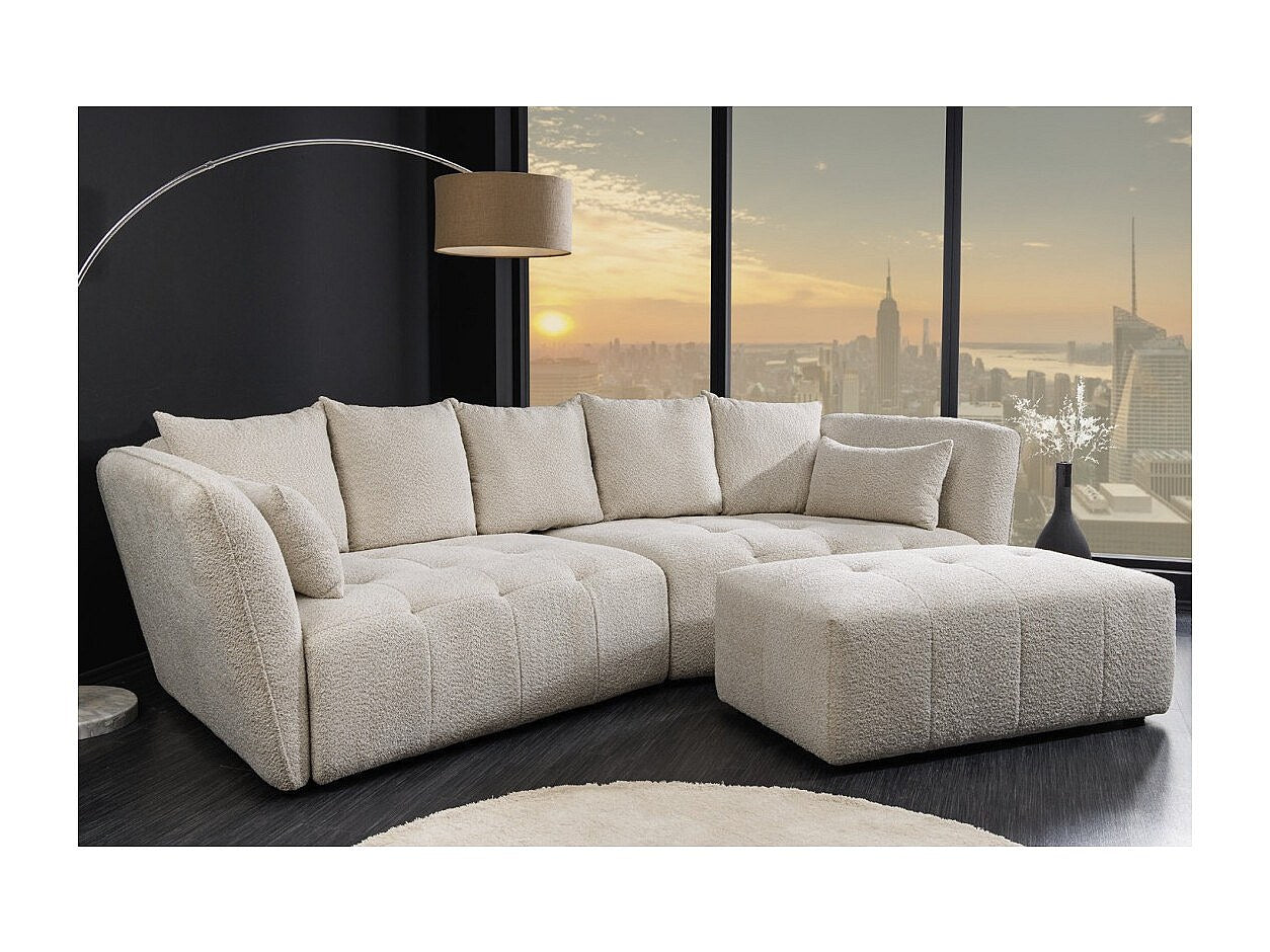 Pouf pour canapé modulable blanc tissu