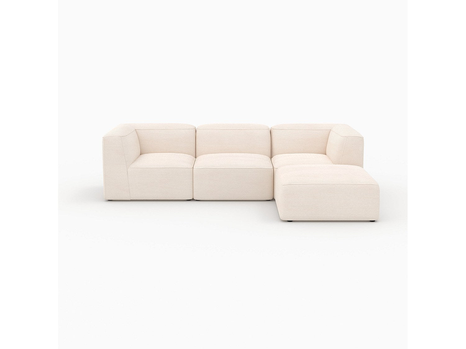 Pouf pour canapé modulable 3 places blanc velours - Mina