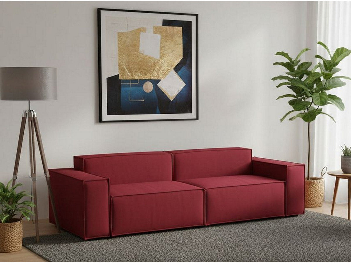 Canapé modulable 3 places rouge tissu
