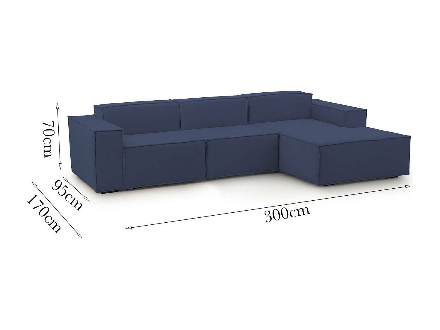 Canapé modulable 3 places bleu tissu
