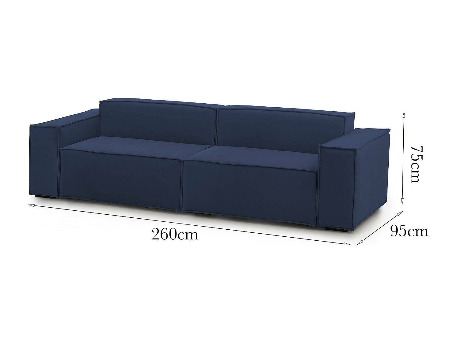 Canapé modulable 3 places bleu tissu