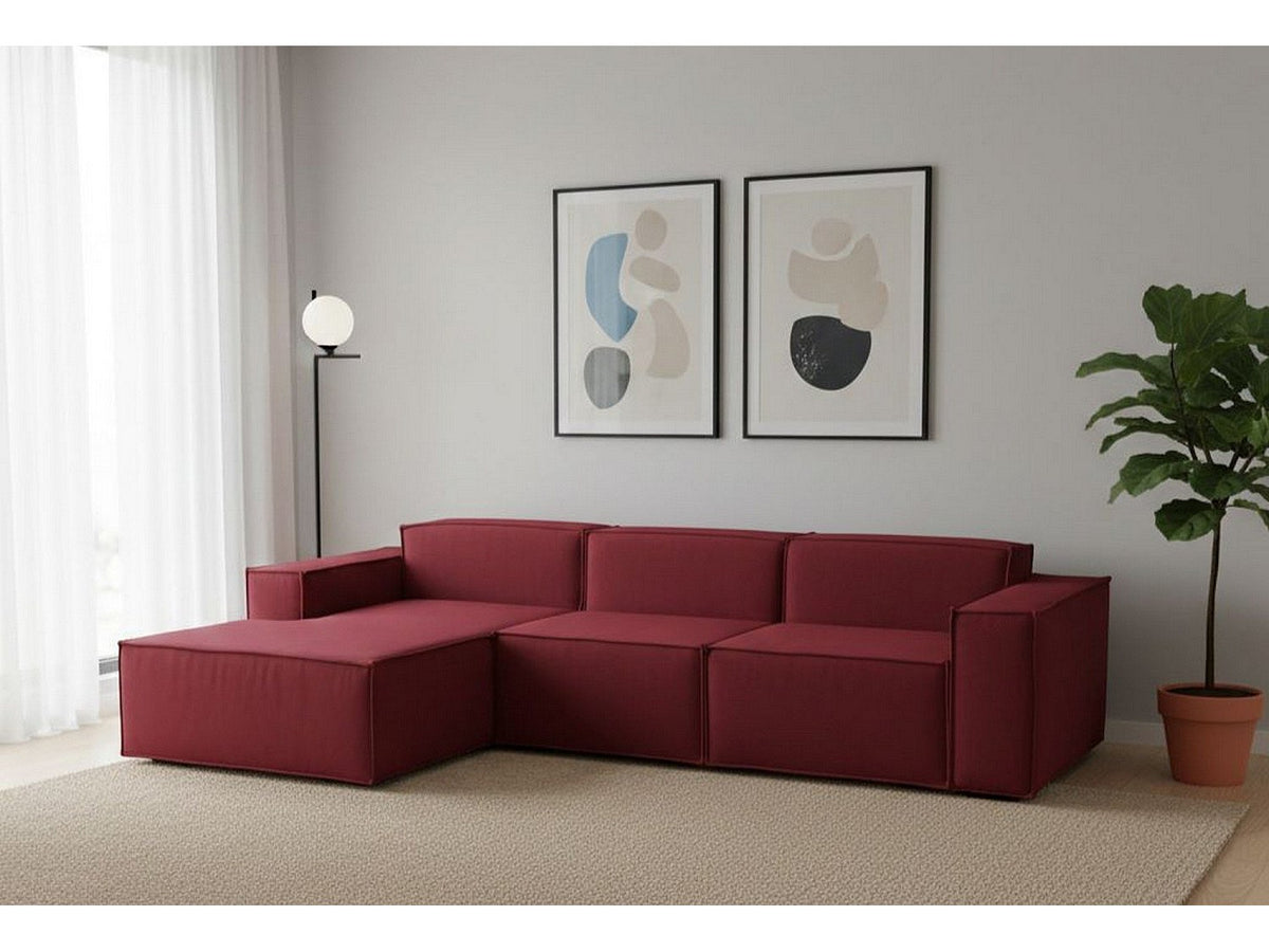 Canapé modulable 3 places rouge tissu