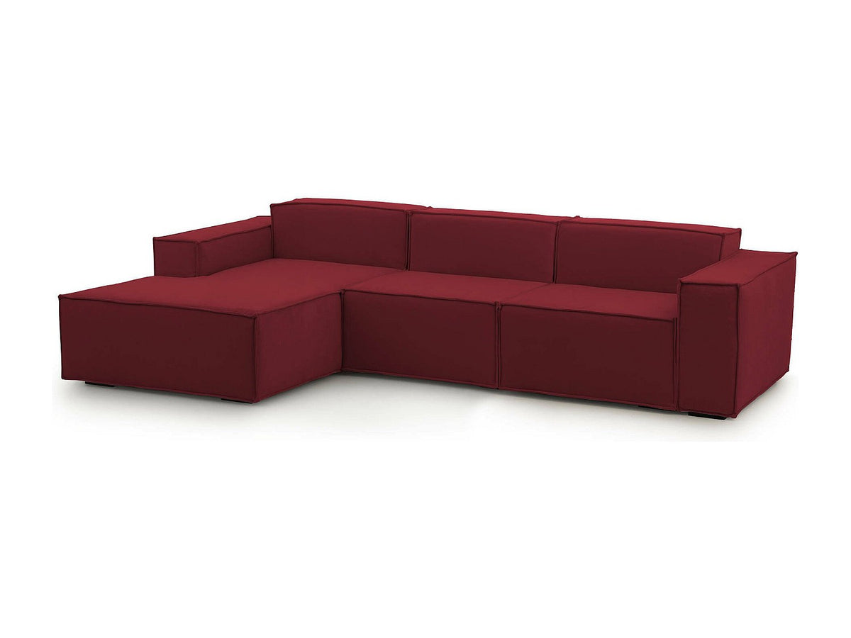 Canapé modulable 3 places rouge tissu