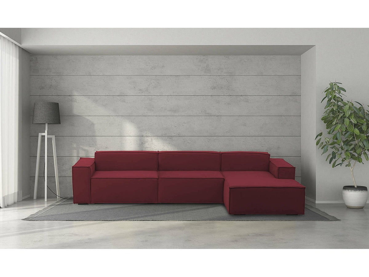 Canapé modulable 4 places rouge tissu