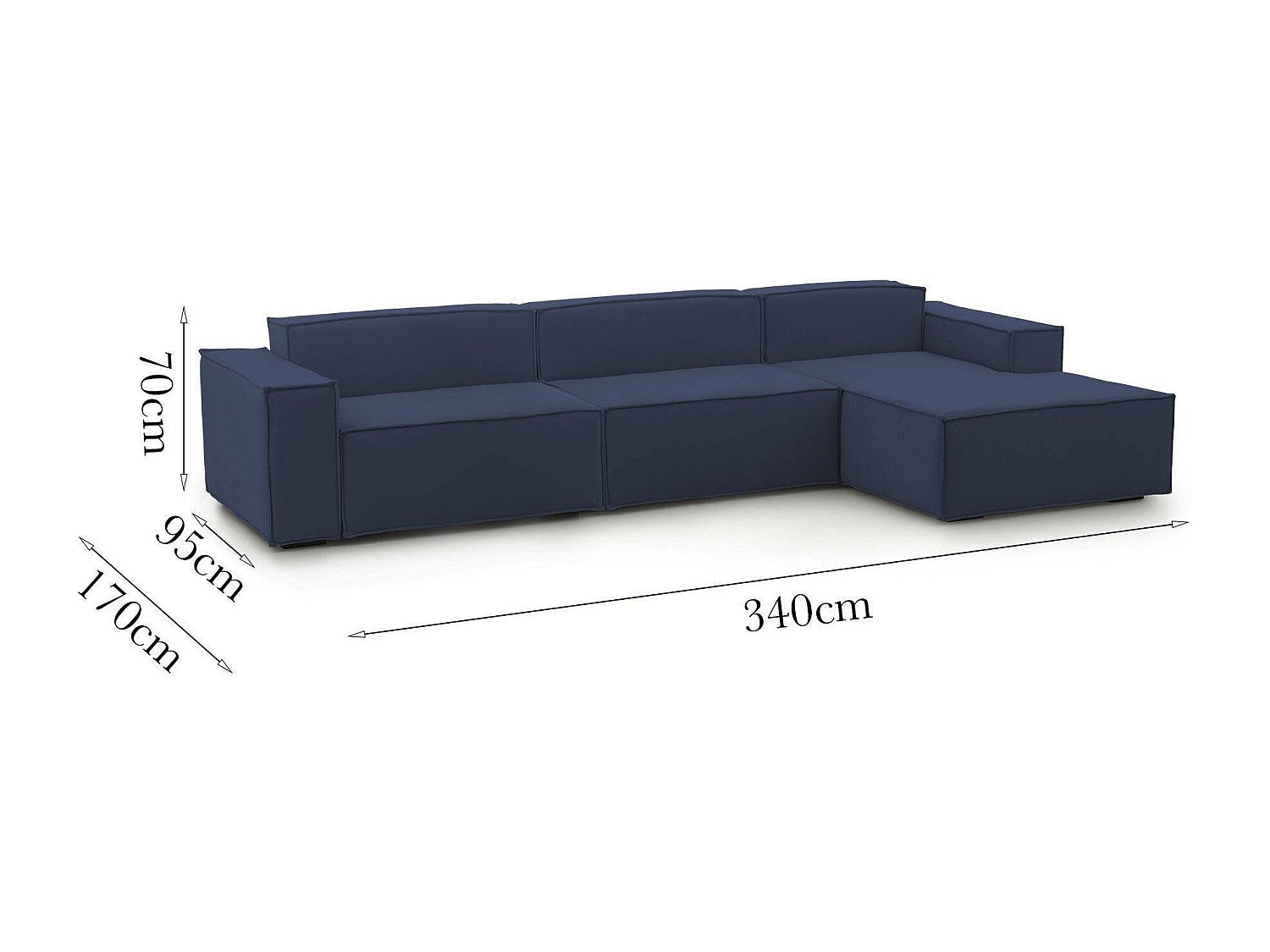 Canapé modulable 4 places bleu tissu