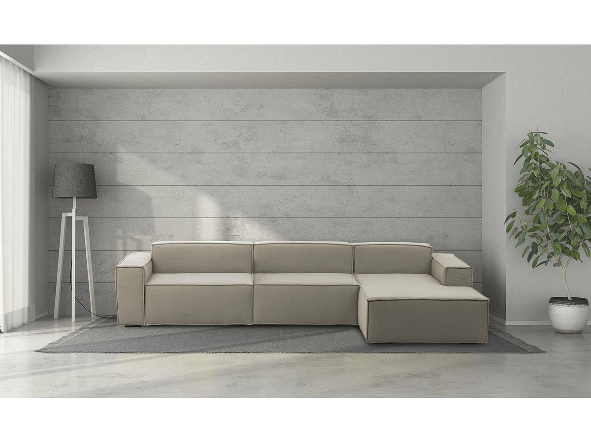 Canapé modulable 4 places gris tissu