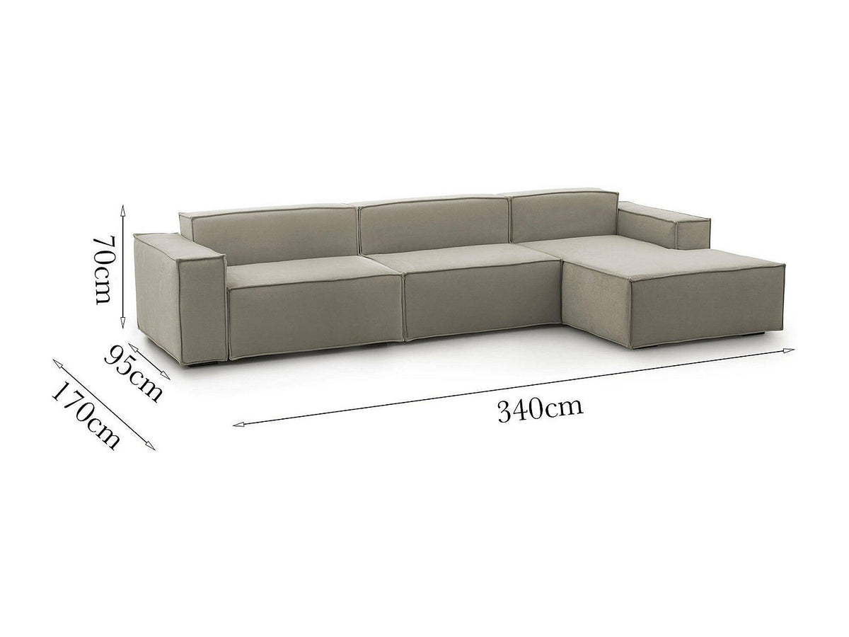 Canapé modulable 4 places gris tissu