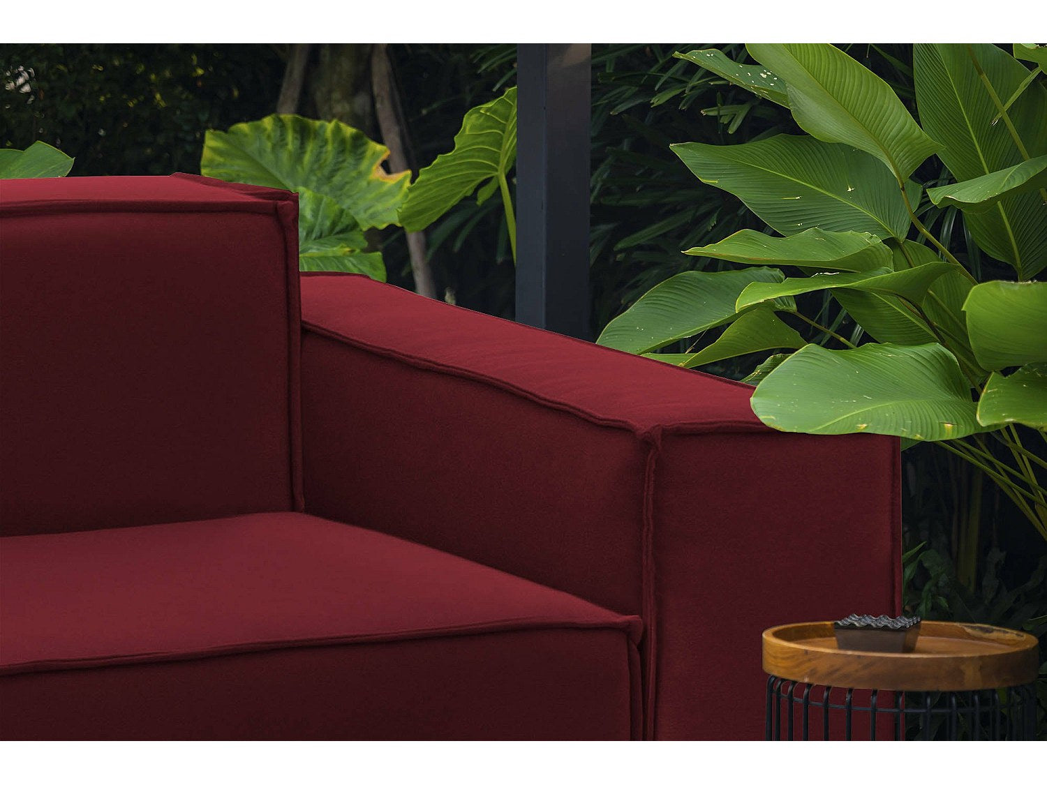 Canapé modulable 2 places rouge tissu
