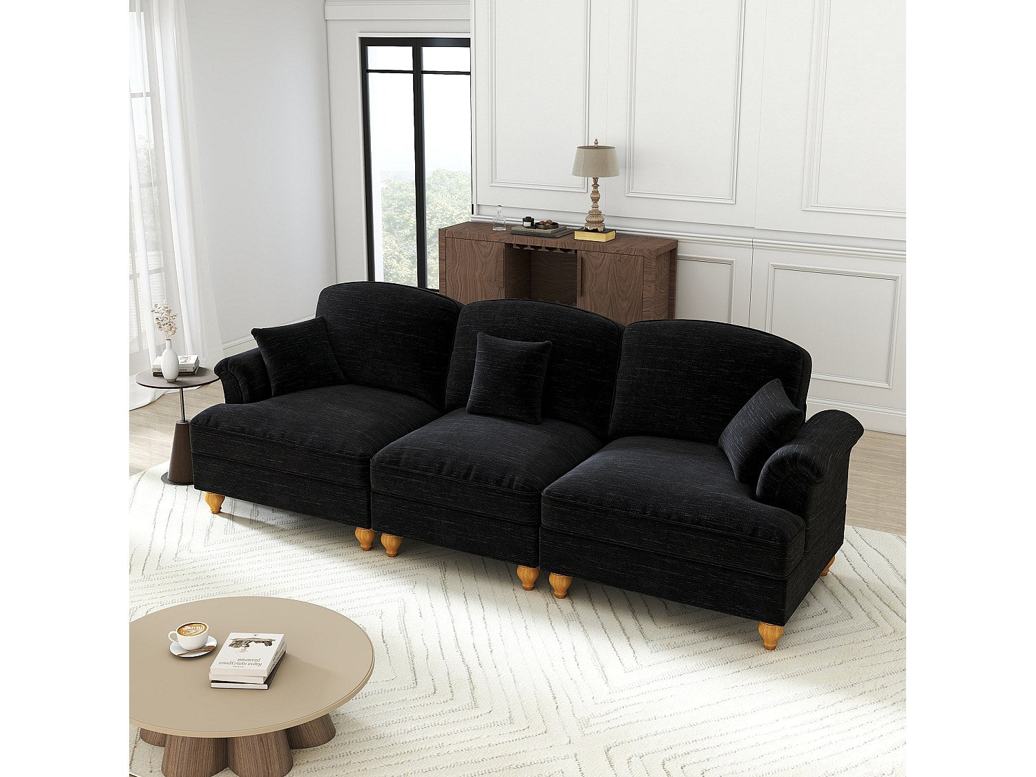 Canapé modulable noir tissu