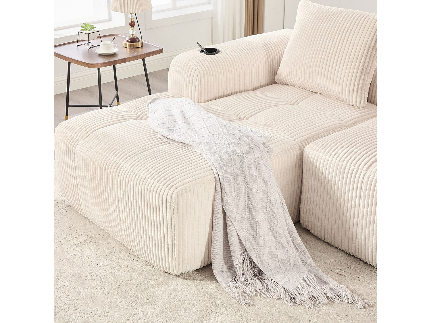 Canapé modulable beige tissu