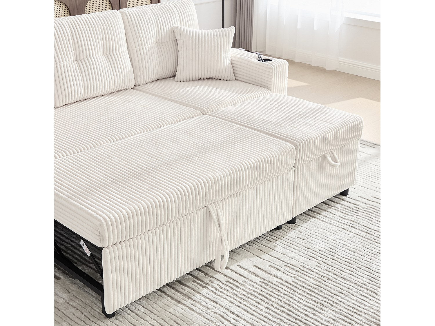 Angle pour canapé modulable convertible 3 places beige velours - Allurex