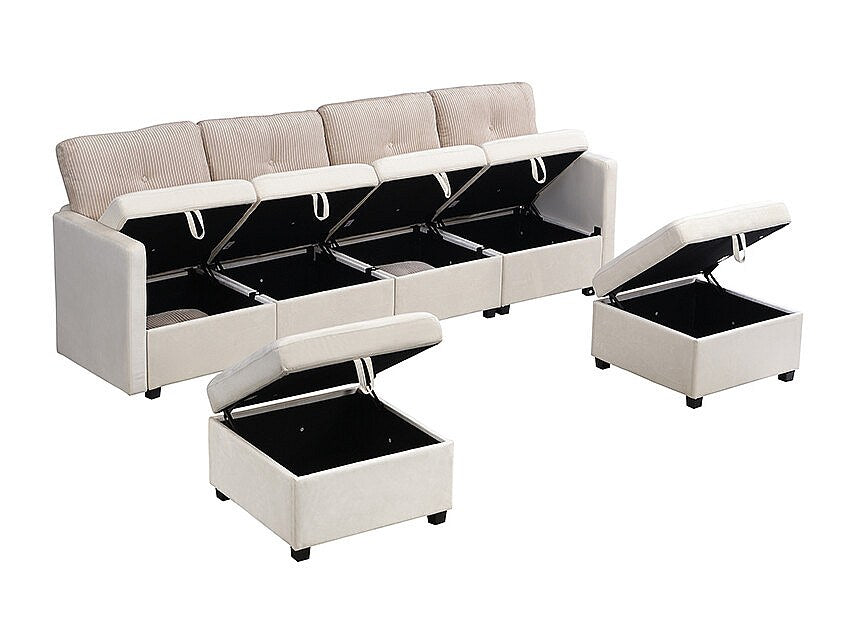 Angle pour canapé modulable 6 places beige velours