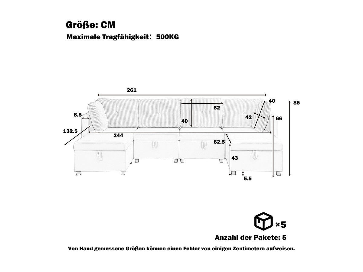 Angle pour canapé modulable 6 places gris velours