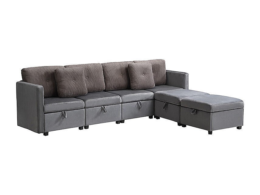 Angle pour canapé modulable 6 places gris velours