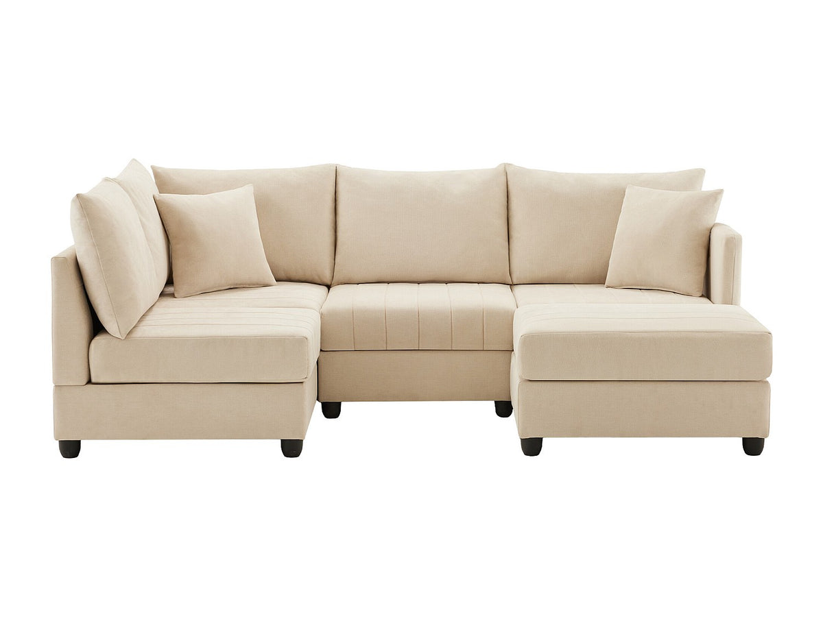 Canapé modulable convertible 5 places beige tissu