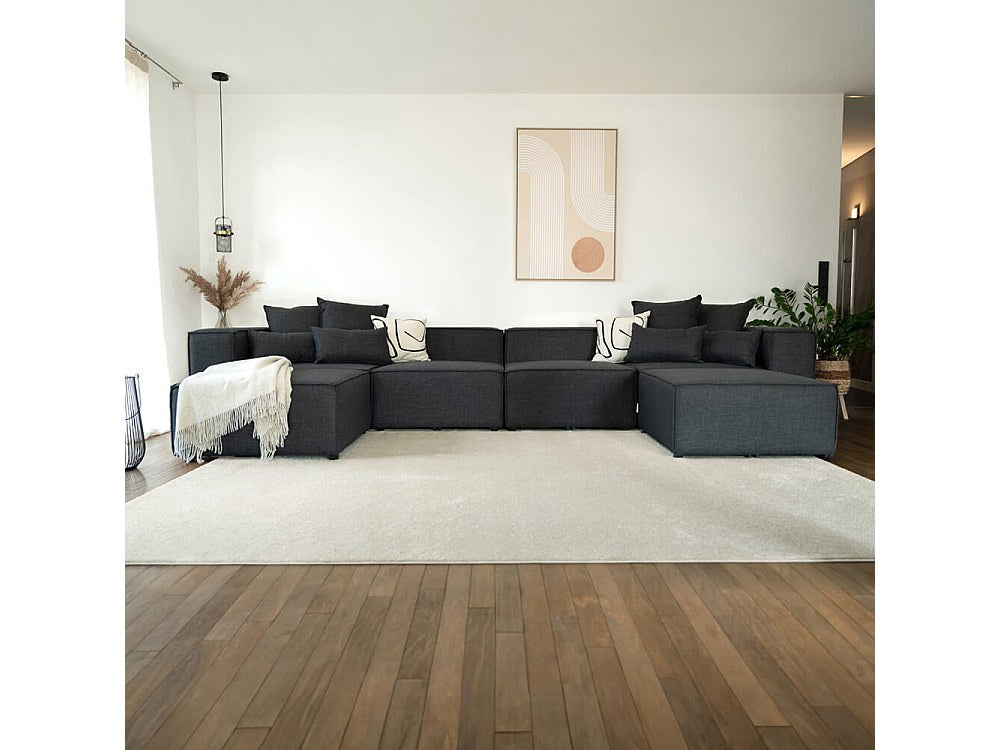 Canapé modulable gris tissu