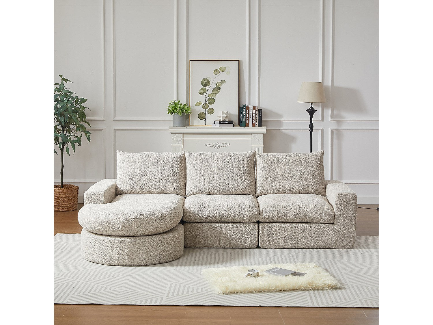 Méridienne pour canapé modulable beige tissu