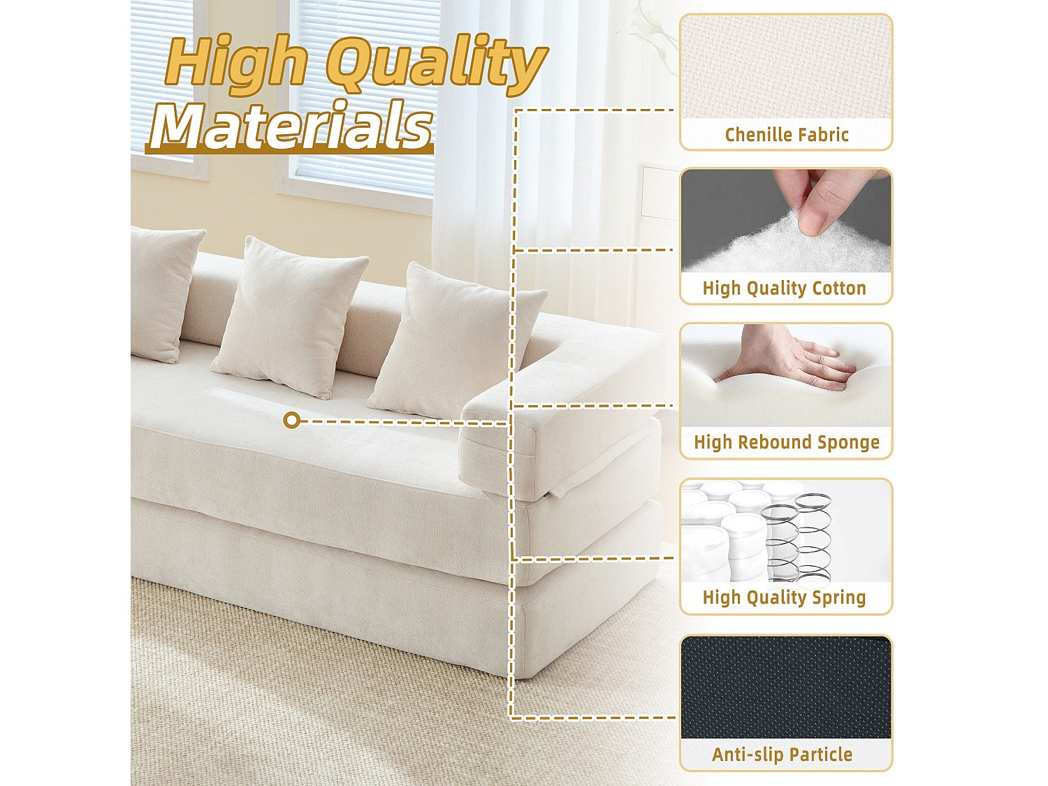 Canapé modulable convertible beige velours
