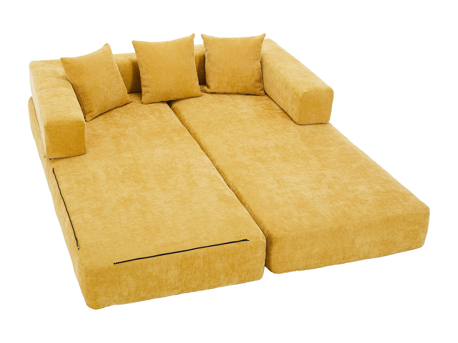 Canapé modulable convertible jaune velours