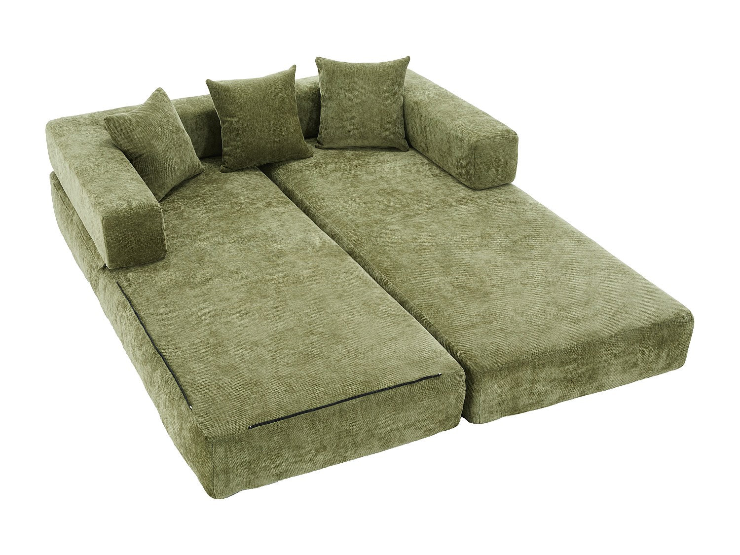 Canapé modulable convertible vert velours