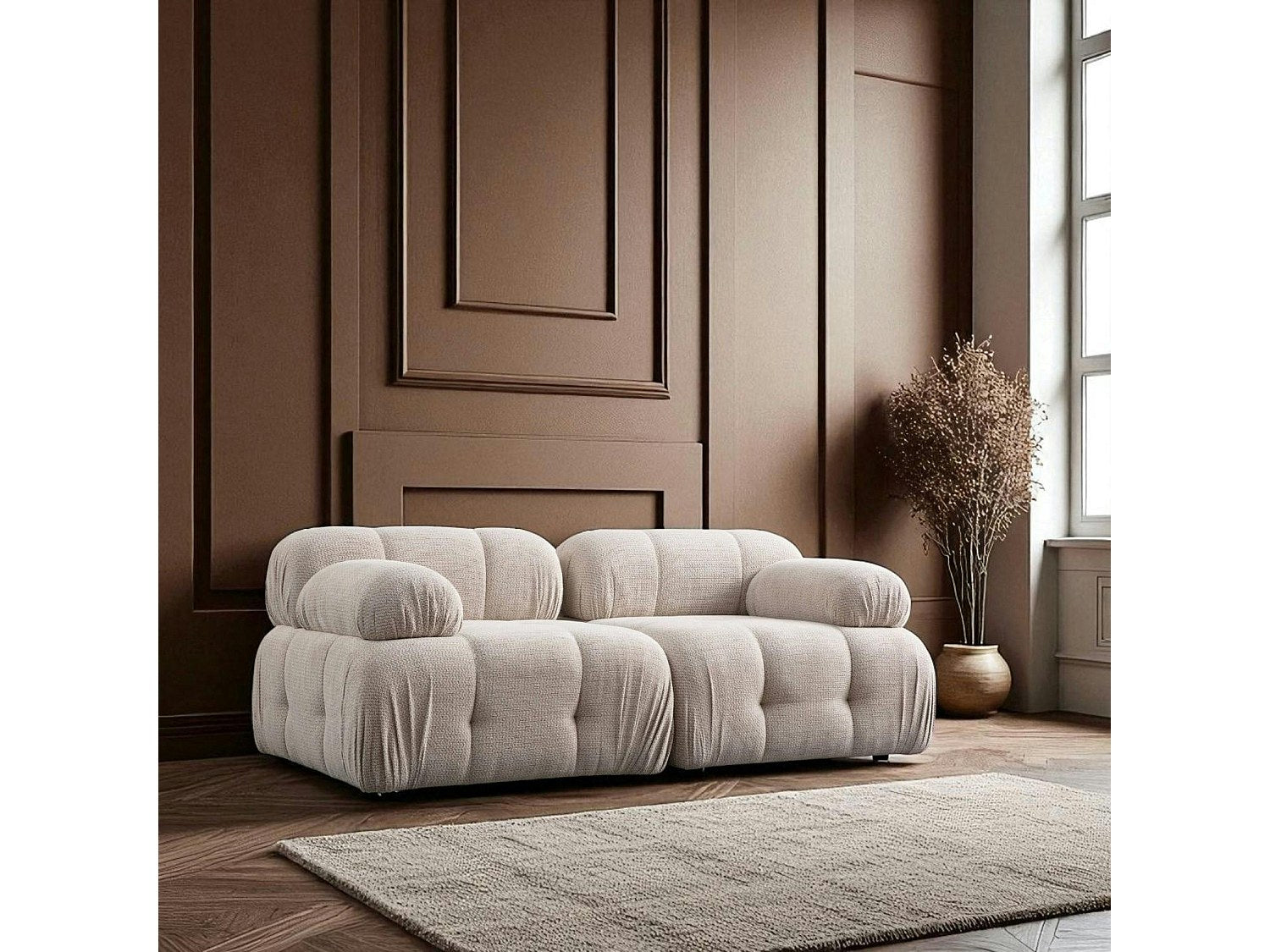 Canapé modulable 2 places blanc tissu
