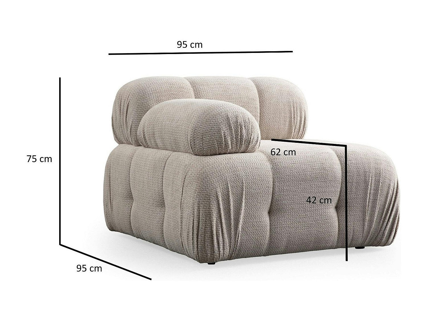 Canapé modulable 2 places blanc tissu